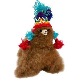 Classic and Cute Alpaca with Peruvian Style Beanie 6" Handmade Cute Stuffed